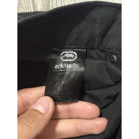 Ecko Unltd Black Denim Jeans Pants Y2K Skater - Men’s 34x34 Slim Straight - Picture 6 of 9